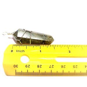 Labradorite Double Terminated Point Pendant w/ Silver Wire Wrapping